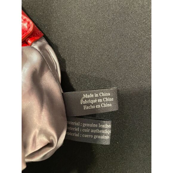 ~ Kenneth Cole NY leather bag shoulder purse brick red, double strap metal chain - Picture 12 of 16